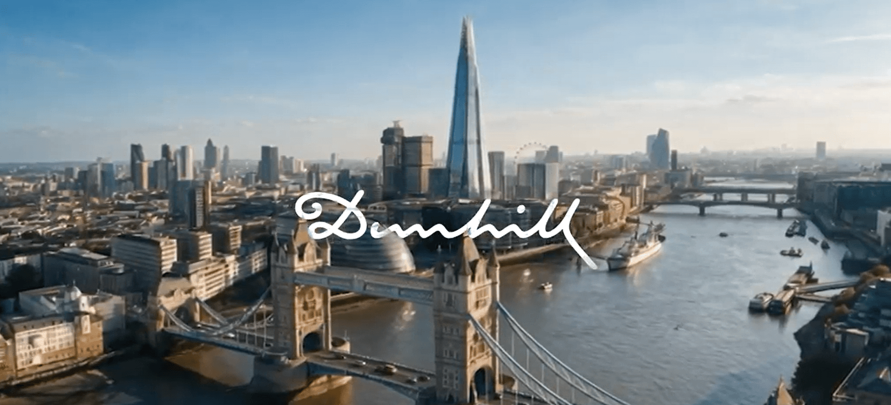 Dunhill signature over the London skyline and Tower Bridge